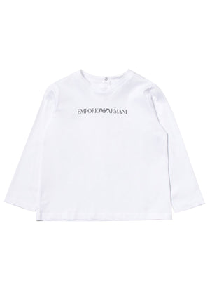 T-shirt neonato Emporio Armani bianca in jersey di cotone | ViaMonte Shop