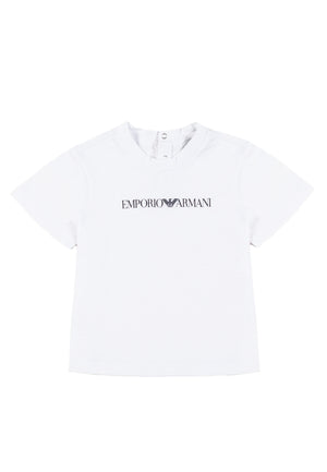 T-shirt neonato Emporio Armani bianca in cotone | ViaMonte Shop