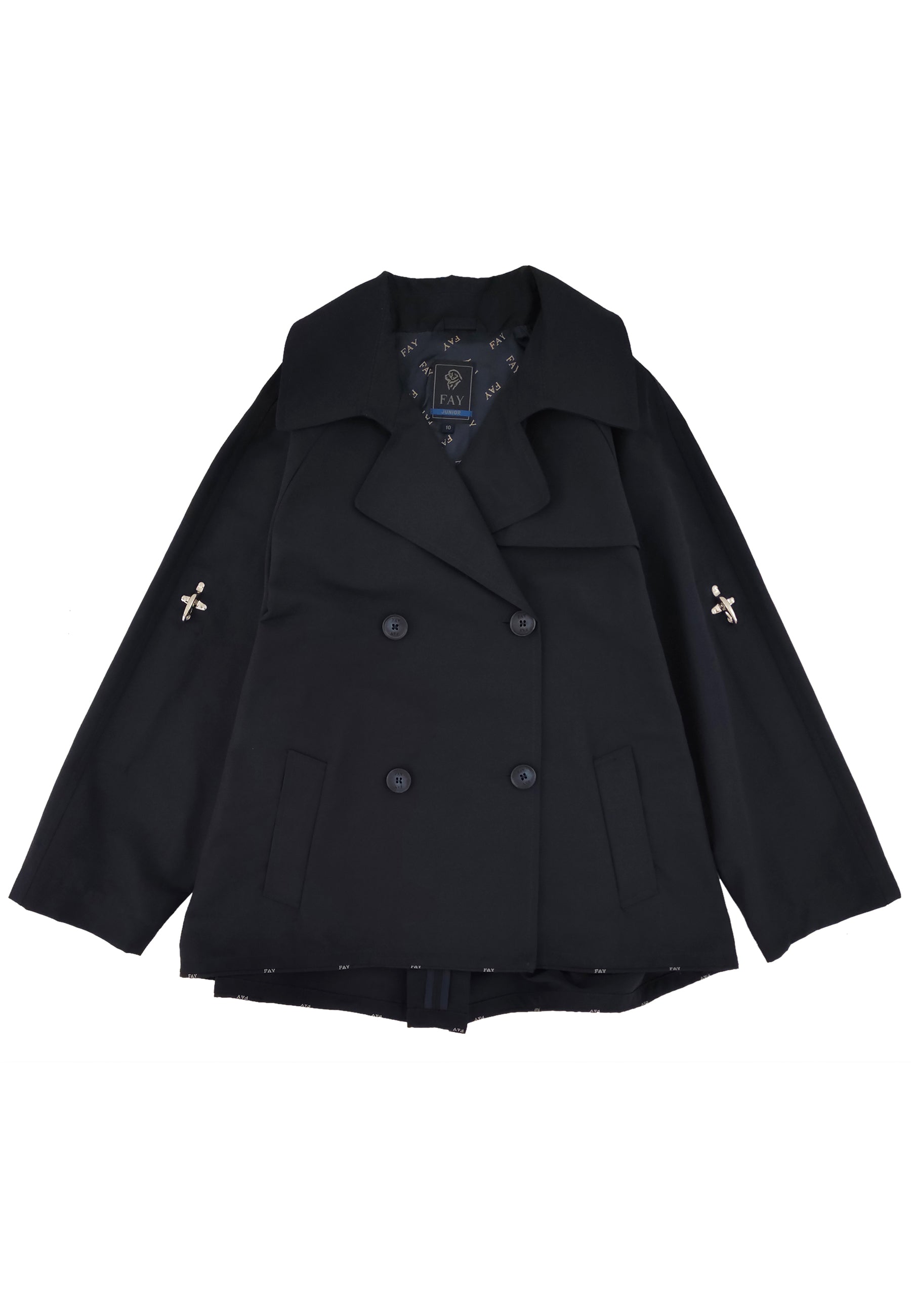 Trench bambina Fay doppiopettto blu in misto cotone | ViaMonte Shop