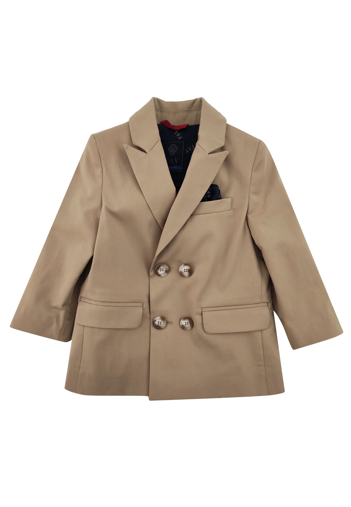 Giacca doppiopetto bambino Fay beige in cotone | ViaMonte Shop