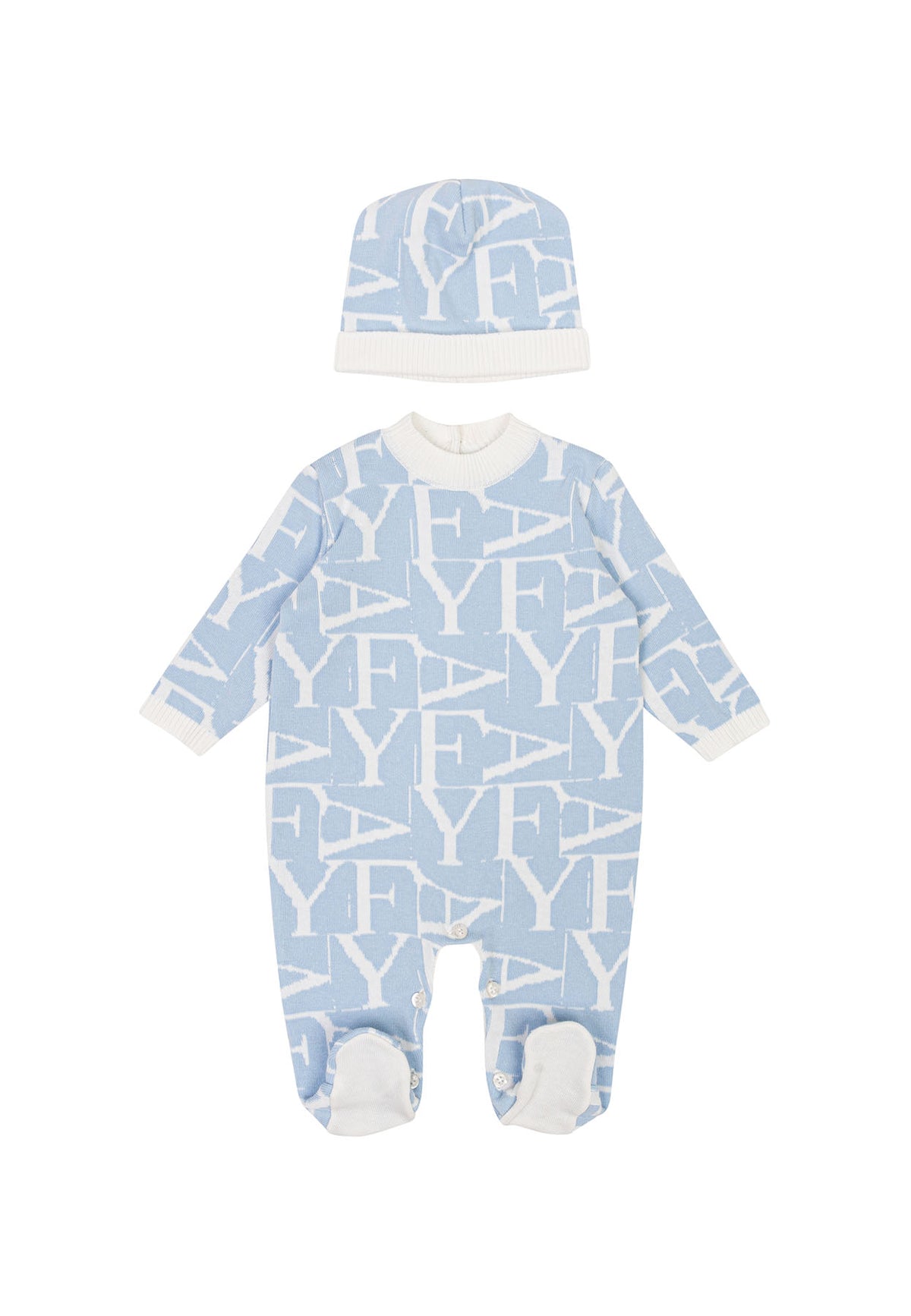 Completo neonato Fay celeste in cotone | ViaMonte Shop