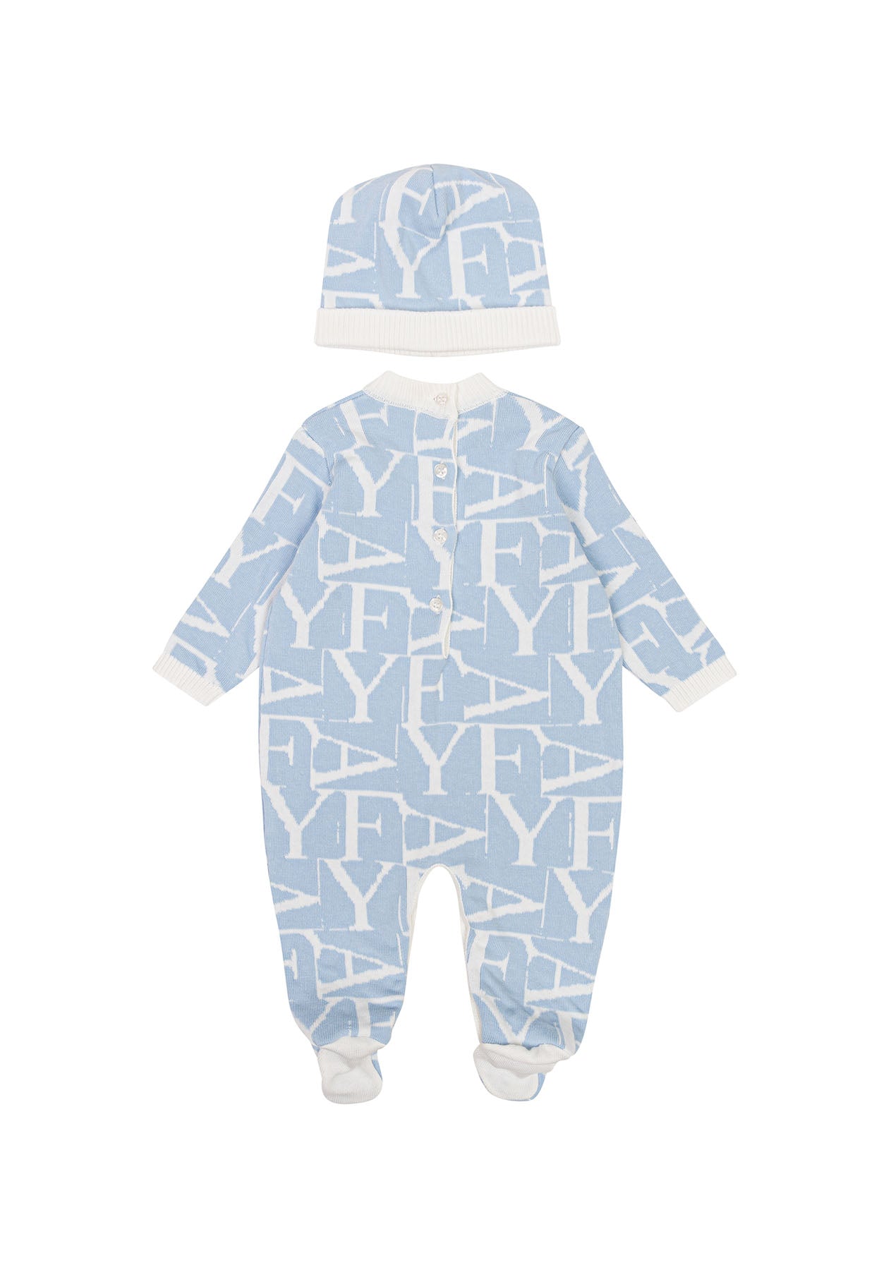 Completo neonato Fay celeste in cotone | ViaMonte Shop