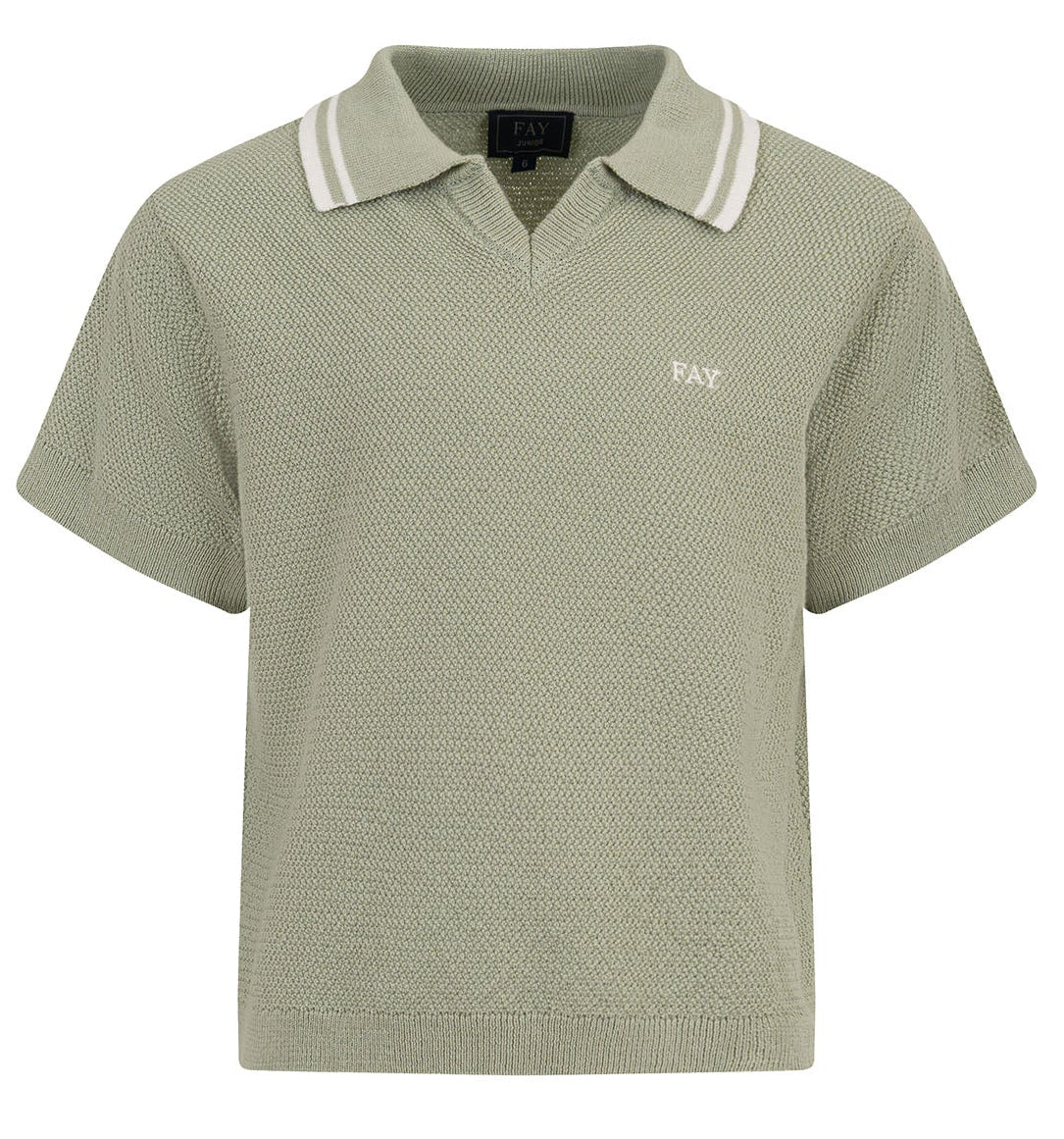 Polo bambino Fay verde salvia in maglia di cotone