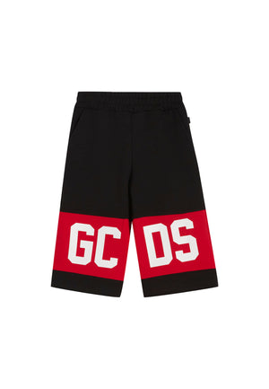 Bermuda bambino GCDS nero in felpa di cotone