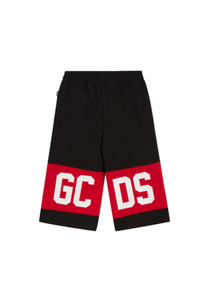 Bermuda bambino GCDS nero in felpa di cotone