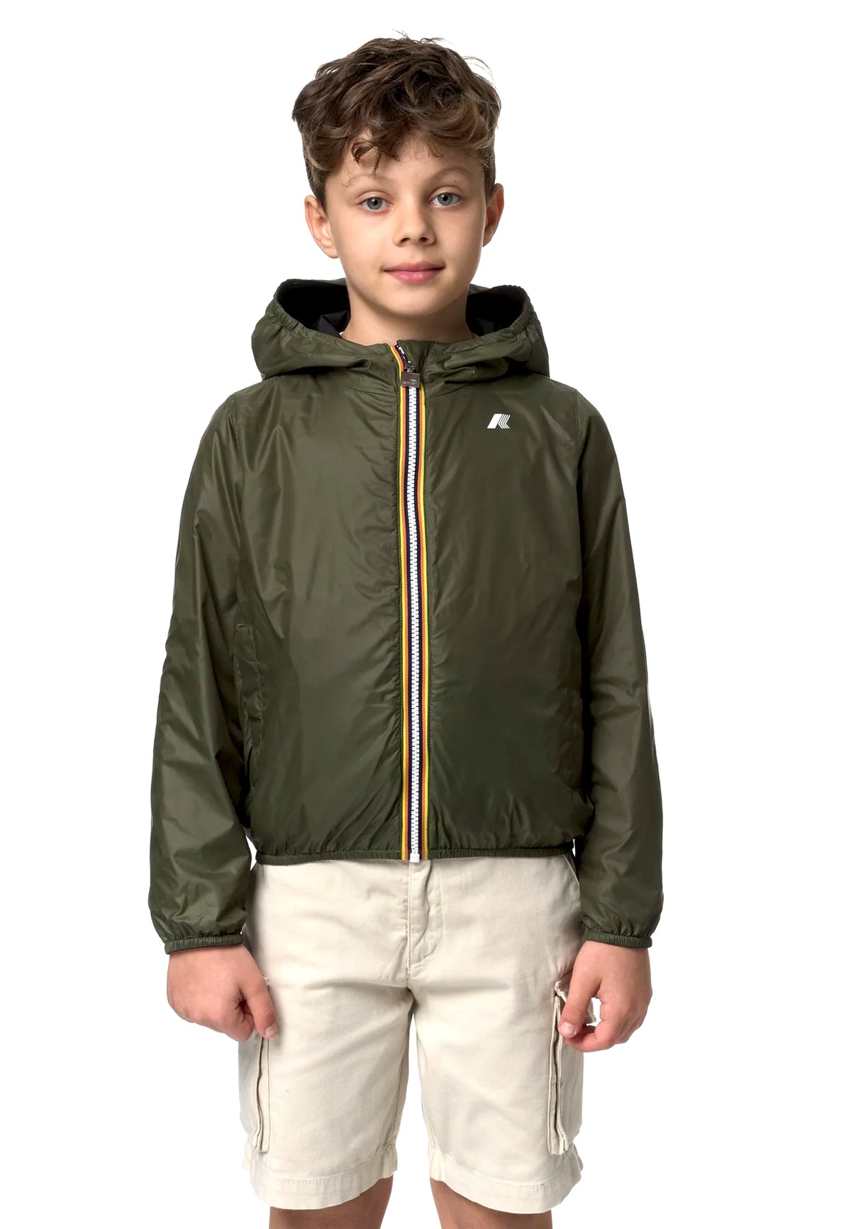 Giubbino bambino K-Way P.Jake Plus 2 nero/verde in nylon | ViaMonte Shop