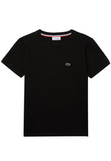 T-shirt bambino Lacoste nera in jersey di cotone | ViaMonte Shop