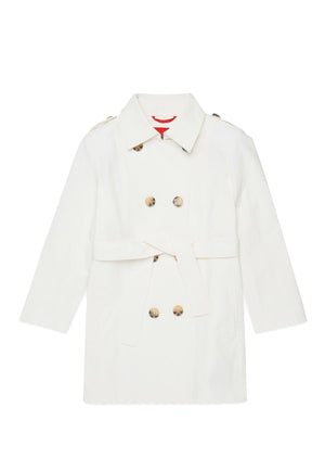 Trench bambina Max&Co bianco in cotone tecnico | ViaMonte Shop