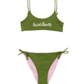 Costume bambina MC2 Saint Barth verde/rosa in nylon | ViaMonte Shop