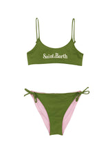 Costume bambina MC2 Saint Barth verde/rosa in nylon | ViaMonte Shop