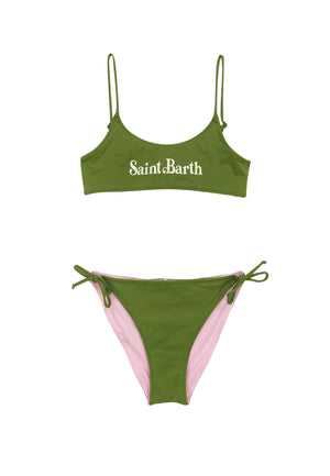 Costume bambina MC2 Saint Barth verde/rosa in nylon | ViaMonte Shop