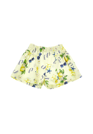 Shorts bambina Monnalisa giallo chiaro in popeline di cotone