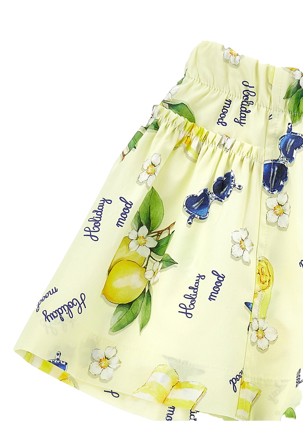 Shorts bambina Monnalisa giallo chiaro in popeline di cotone