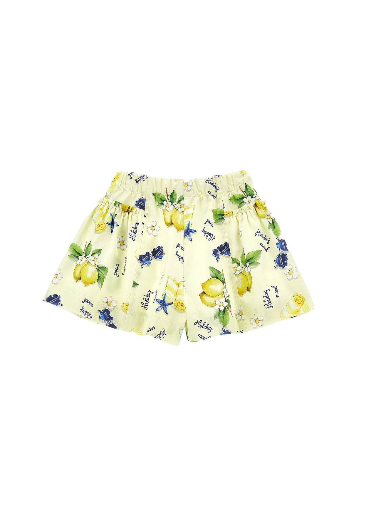 Shorts bambina Monnalisa giallo chiaro in popeline di cotone