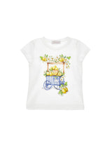 T-shirt bambina Monnalisa bianca in jersey di cotone | ViaMonte Shop