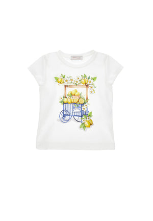 T-shirt bambina Monnalisa bianca in jersey di cotone | ViaMonte Shop
