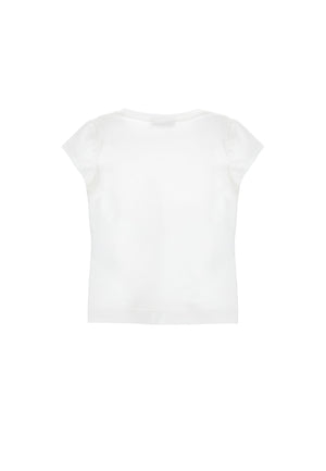 T-shirt bambina Monnalisa bianca in jersey di cotone | ViaMonte Shop