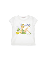 T-shirt bambina Monnalisa bianca in jersey di cotone | ViaMonte Shop