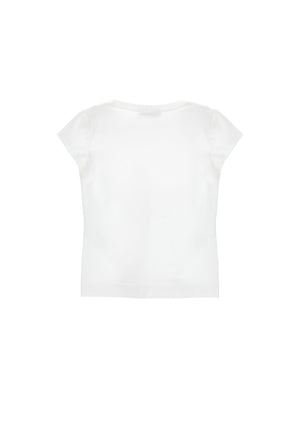 T-shirt bambina Monnalisa bianca in jersey di cotone | ViaMonte Shop