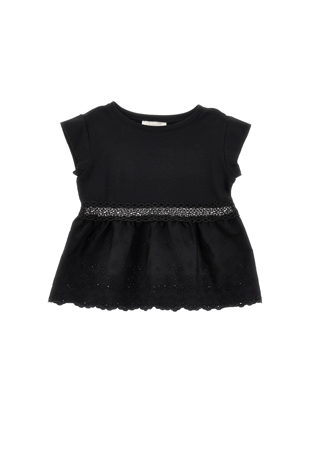 T-shirt bambina Monnalisa nera in jersey di cotone