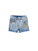 Shorts bambina Monnalisa blu chiaro in denim stretch | ViaMonte Shop