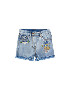 Shorts bambina Monnalisa blu chiaro in denim stretch | ViaMonte Shop