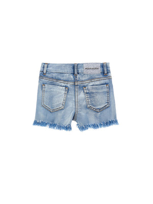 Shorts bambina Monnalisa blu chiaro in denim stretch | ViaMonte Shop