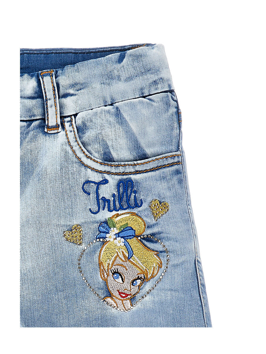 Shorts bambina Monnalisa blu chiaro in denim stretch | ViaMonte Shop