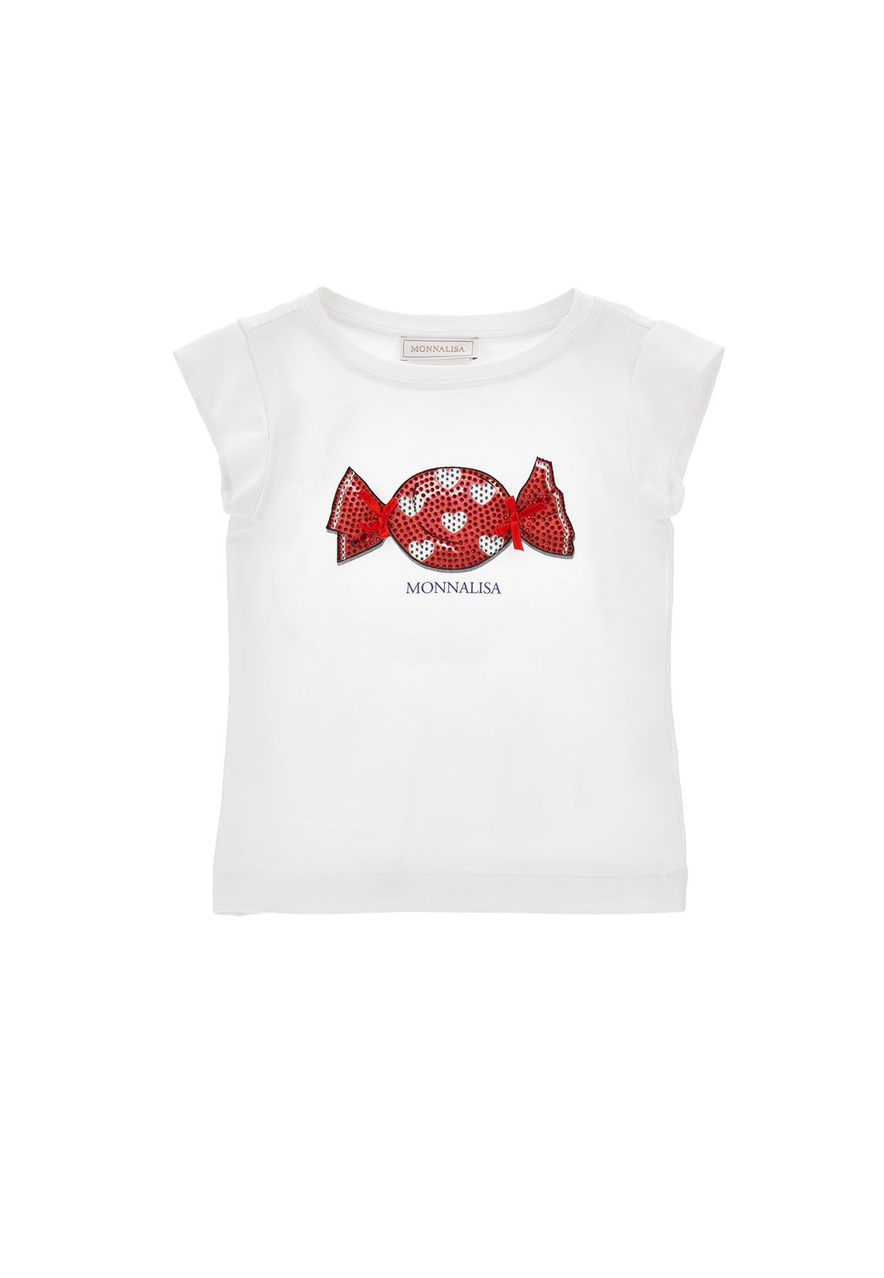 T-shirt bambina Monnalisa bianca in jersey di cotone