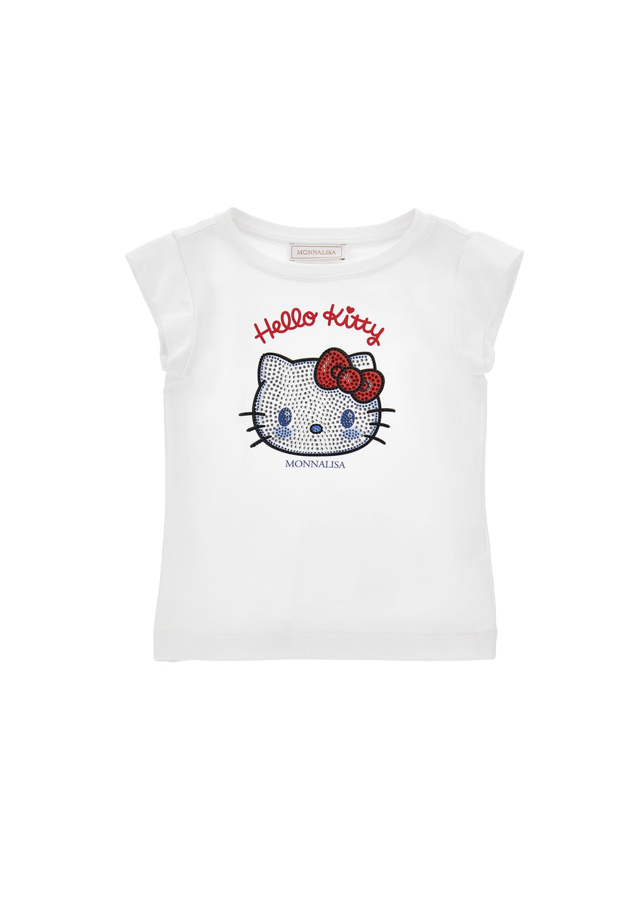 T-shirt bambina Monnalisa bianca in jersey di cotone stretch