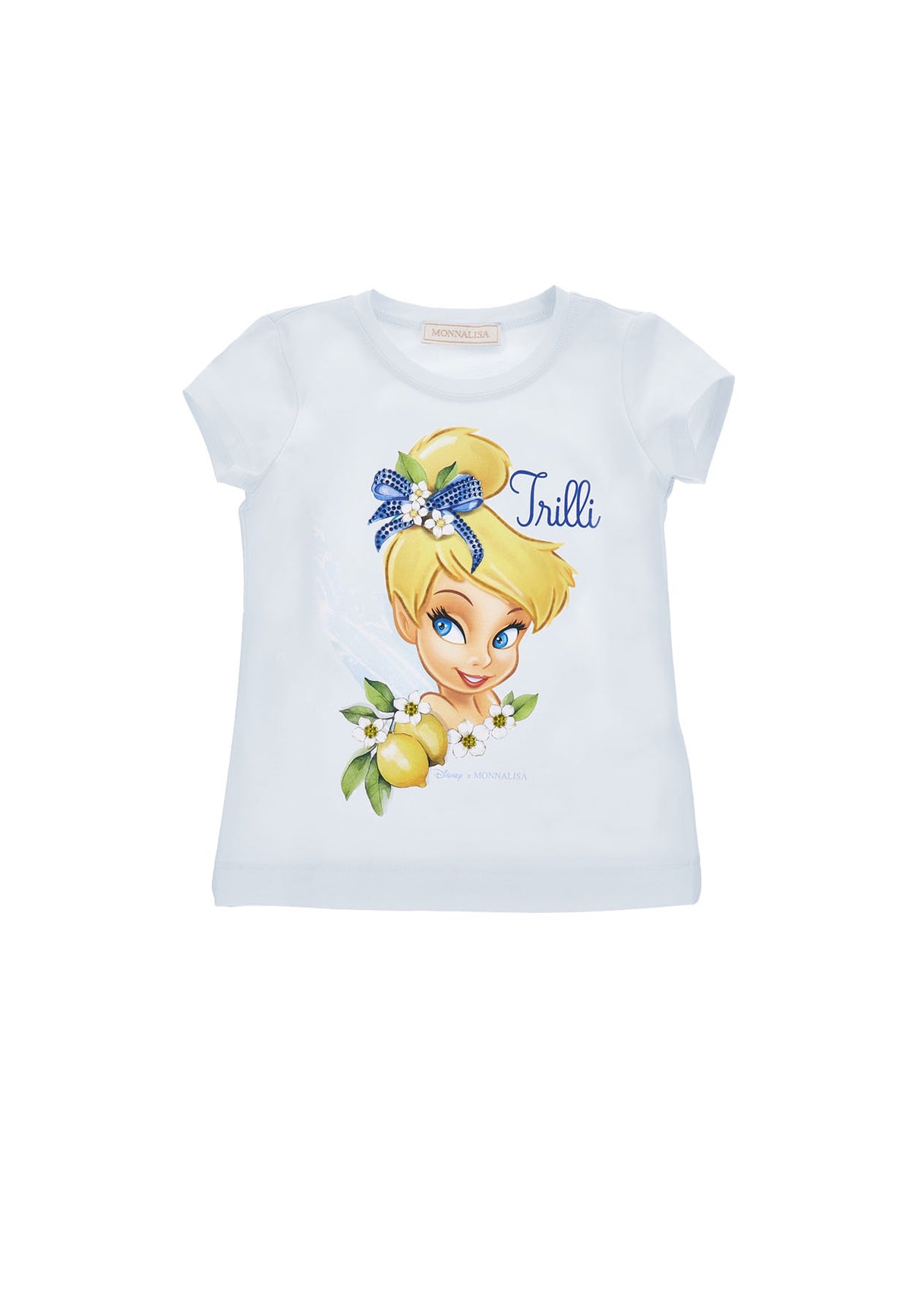 T-shirt bambina Monnalisa bianca in jersey di cotone stretch