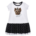 Vestito tennis bambina Monnalisa bianco/nero in jersey stretch | ViaMonte Shop
