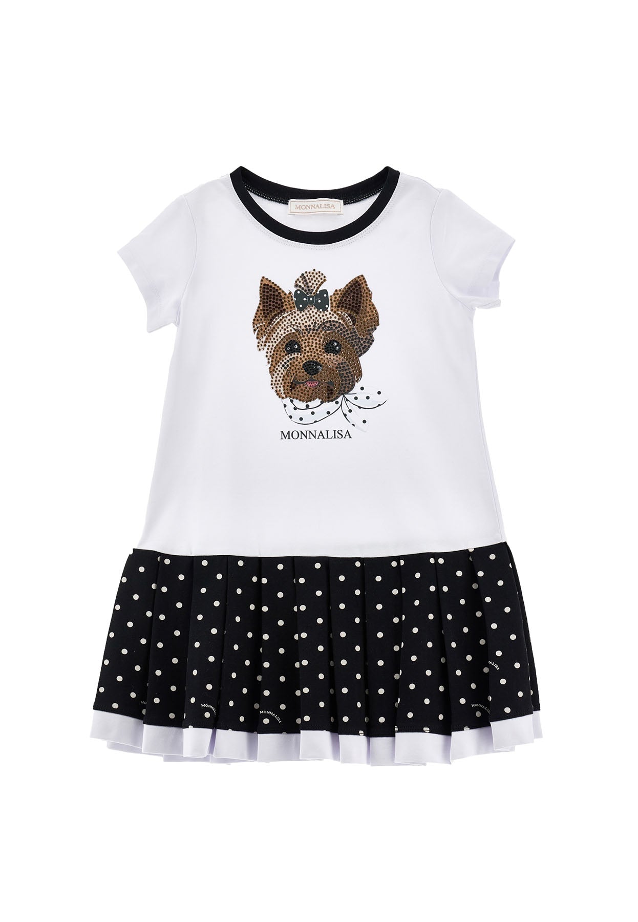 Vestito tennis bambina Monnalisa bianco/nero in jersey stretch | ViaMonte Shop