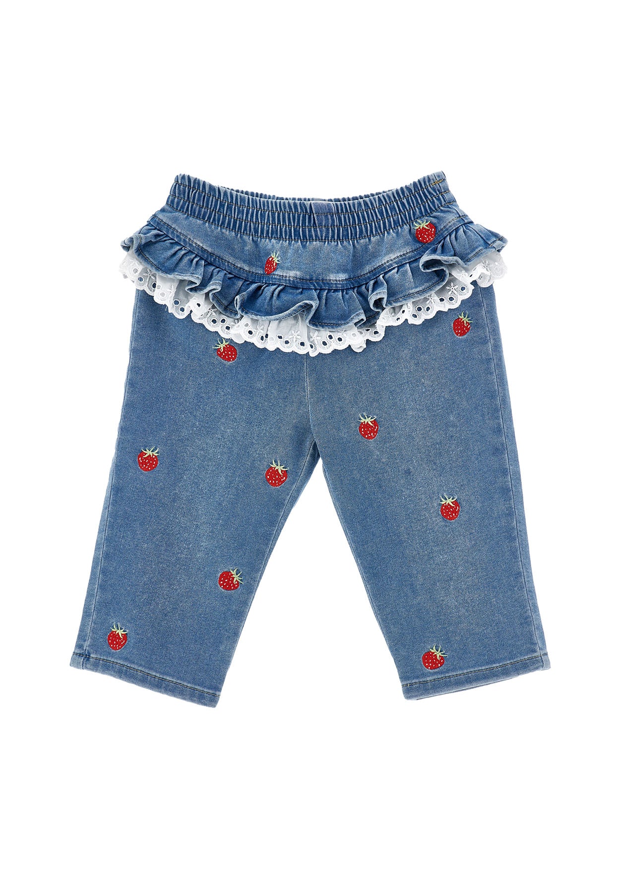 Jeans neonata Monnalisa blu in denim di cotone | ViaMonte Shop