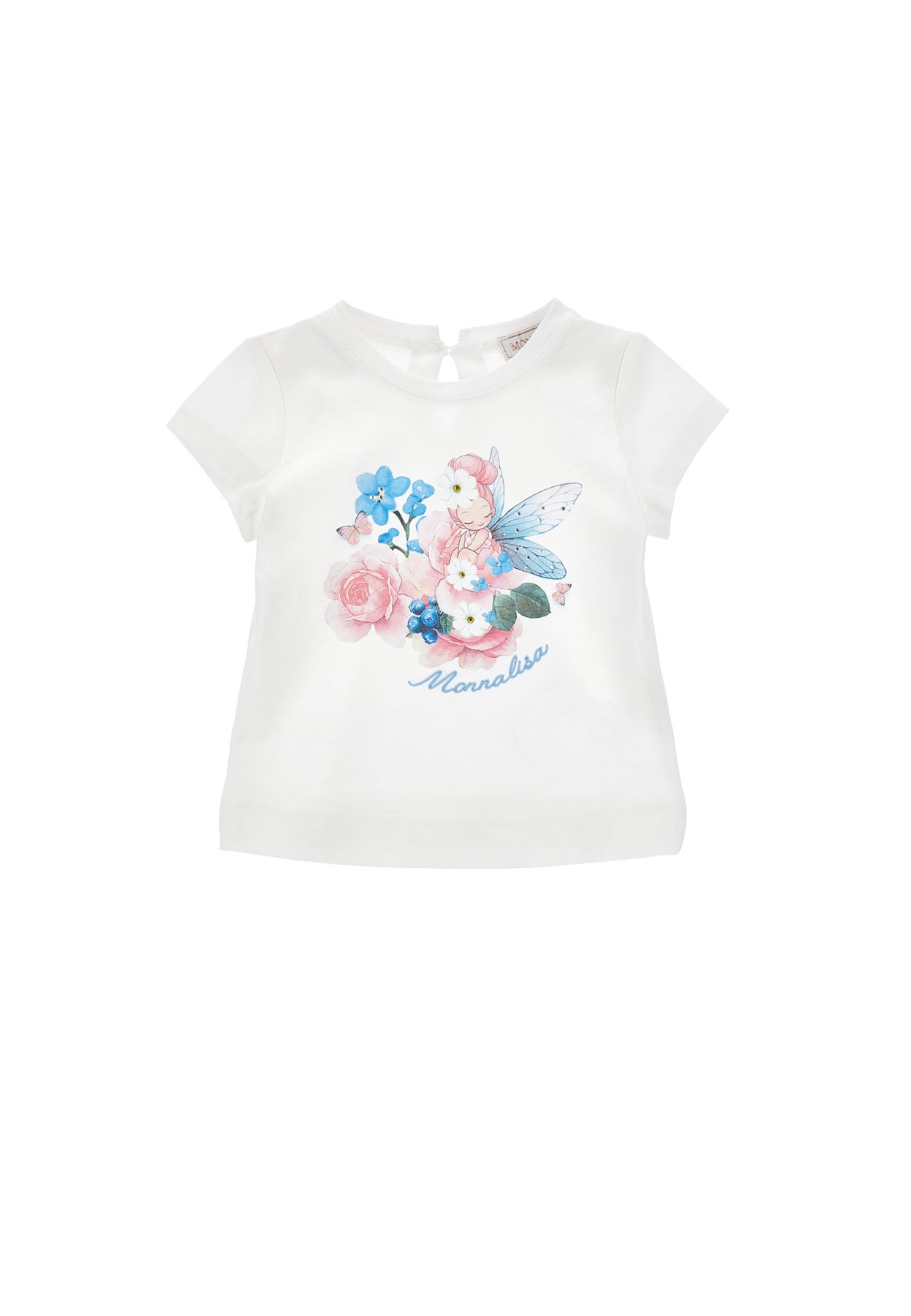 T-shirt neonata Monnalisa bianca in jersey di cotone | ViaMonte Shop