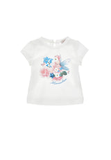 T-shirt neonata Monnalisa bianca in jersey di cotone | ViaMonte Shop