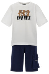 Completo bambino Moschino Kids bianco/blu in cotone