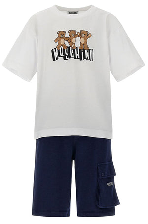 Completo bambino Moschino Kids bianco/blu in cotone