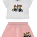 Completo bambina Moschino Kids bianco/rosa in cotone | ViaMonte Shop