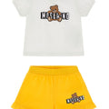 Completo bambina Moschino Kids bianco/giallo in cotone