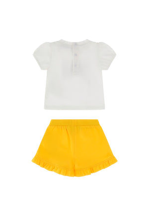 Completo bambina Moschino Kids bianco/giallo in cotone