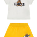 Completo neonata Moschino Kids bianco/giallo in cotone | ViaMonte Shop