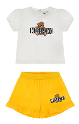 Completo neonata Moschino Kids bianco/giallo in cotone | ViaMonte Shop