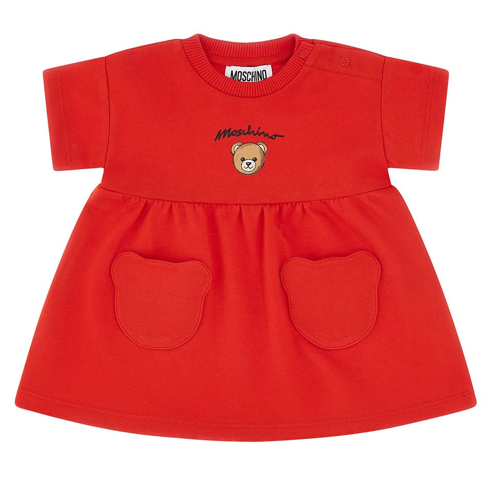 Vestito neonata Moschino Kids rosso in cotone