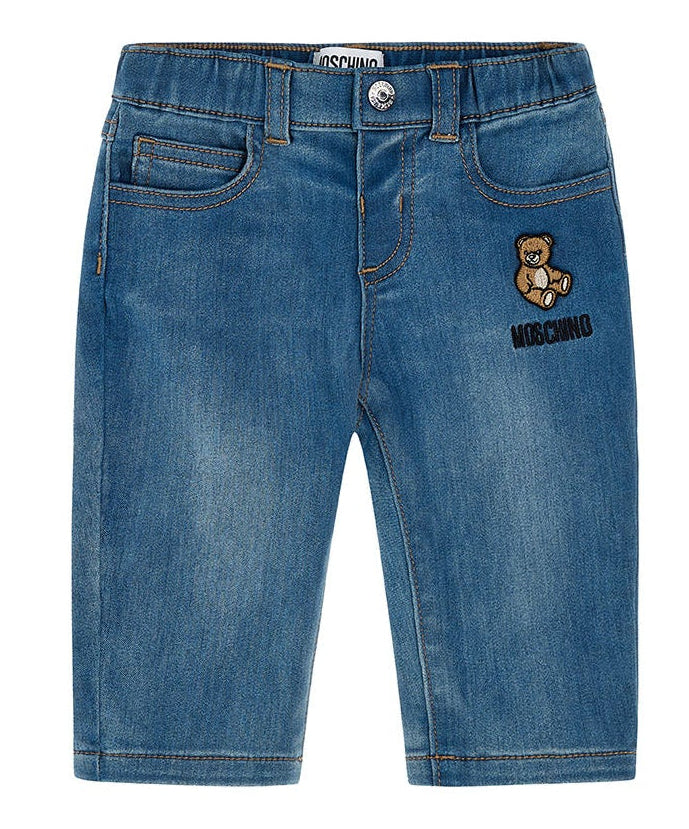 Jeans bambino Moschino kids blu in denim di cotone