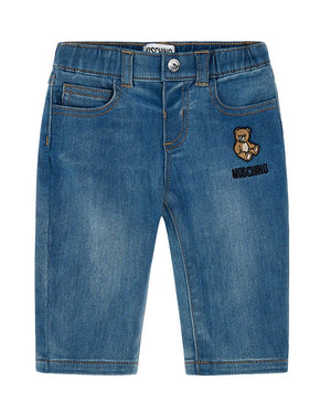 Jeans neonato Moschino kids blu in denim di cotone