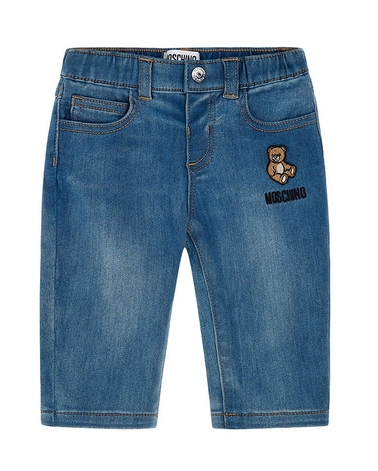 Jeans neonato Moschino kids blu in denim di cotone