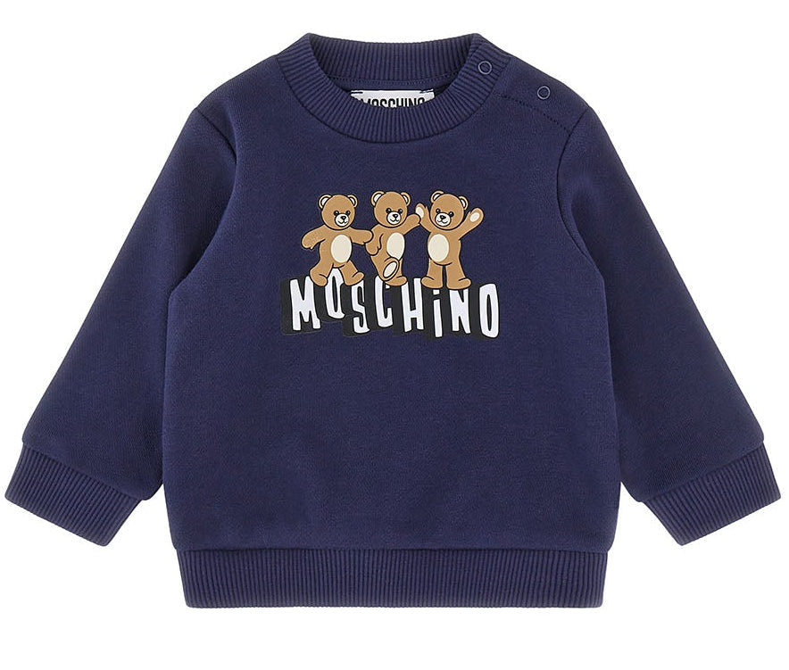 Felpa bambino Moschino Kids blu navy in cotone