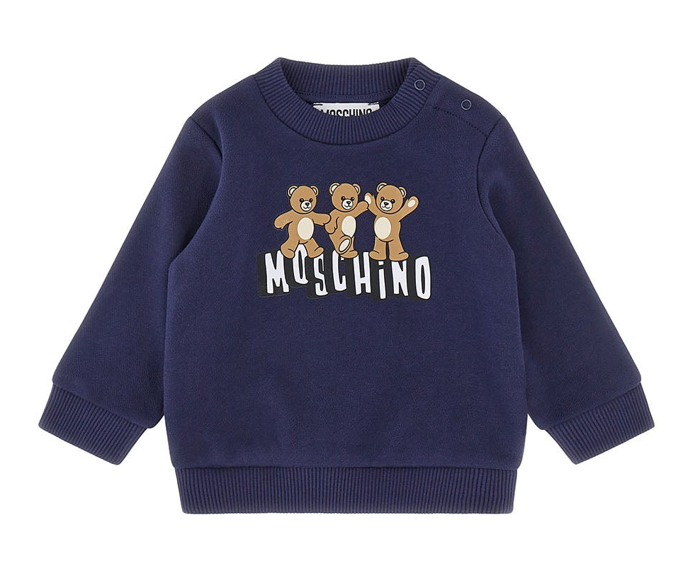 Felpa neonato Moschino Kids blu navy in cotone