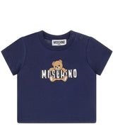 T-shirt neonato Moschino Kids blu in cotone